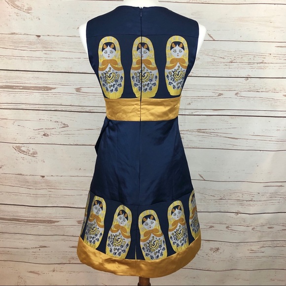 Satin Russian Doll Asymmetrical Mini Dress - Picture 3 of 6